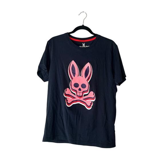 Psycho Bunny Men’s Graphic T-Shirt Small Short Sleeve Black Pink - Picture 1 of 6